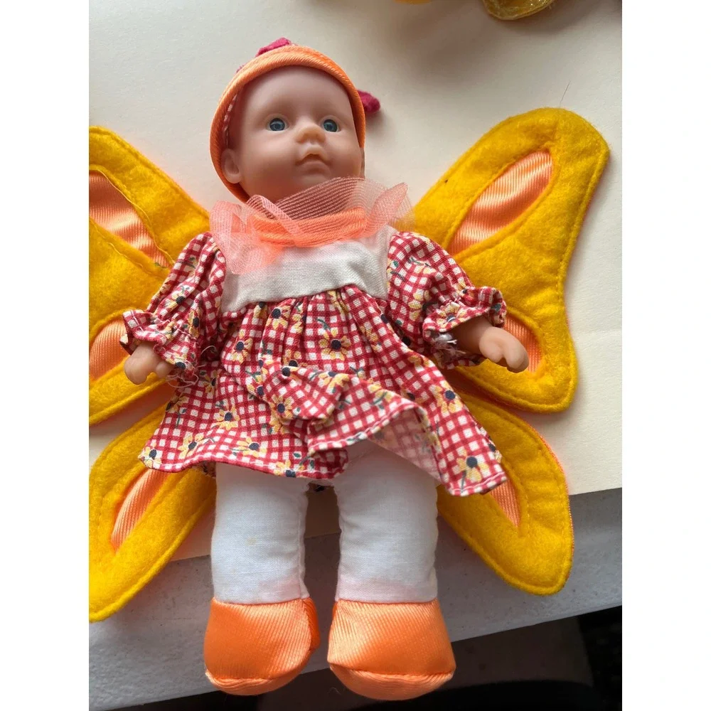 Lot of 6 Garden Baby Dolls Ladybug Bee Frog Flower Costumes Soft Body 9 Inch
